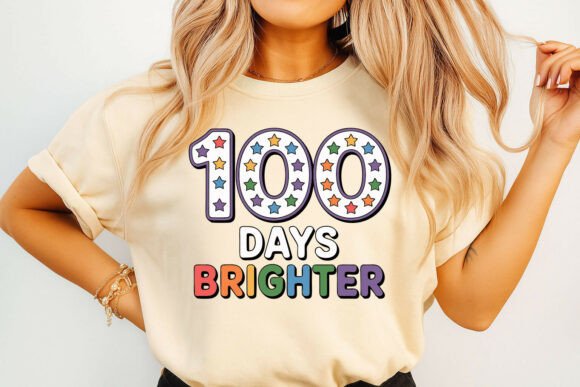 100 Days Brighter Celebration Design Graphics and T-Shirt Designs