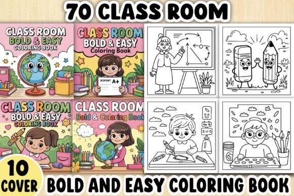 Class Room Bold Easy Coloring Book Graphics and Coloring Pages