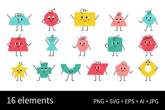Cute Geometric Shapes with Face Set