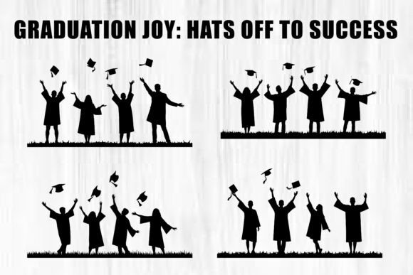 Graduation Celebration Silhouettes Graphics for Crafts