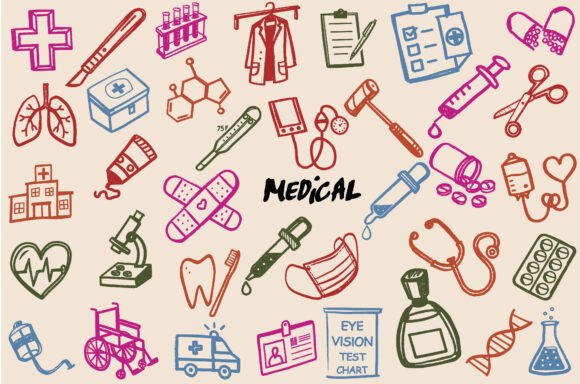 Healthcare Doctor Nurse Doodle Icons SVG: Graphics and Illustrations Review