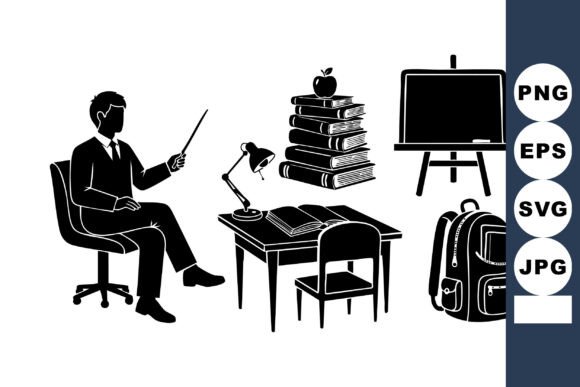 Minimalist School Silhouette Set: Essential Graphics for Crafts