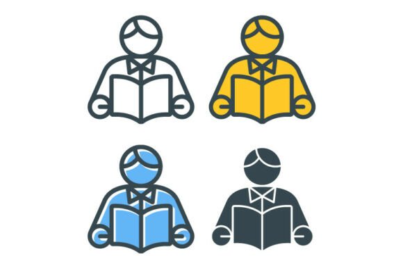 Reading Student Icon Set: Graphics and Icons for Education Design