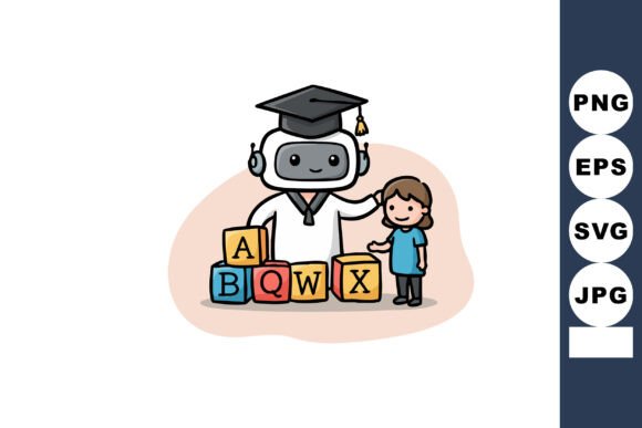 Robot Teacher with Graduation Cap Educat Graphics and Illustrations Review