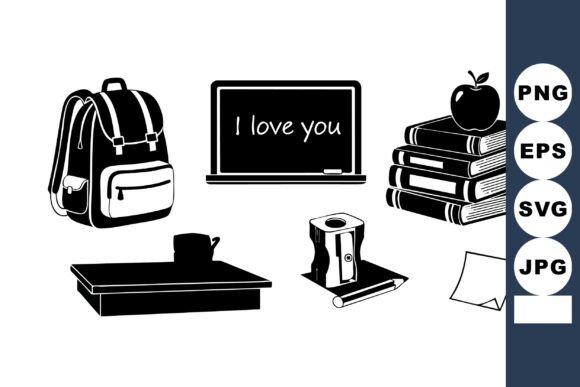 School Supplies Backpack Vector Graphics for Editorial Use