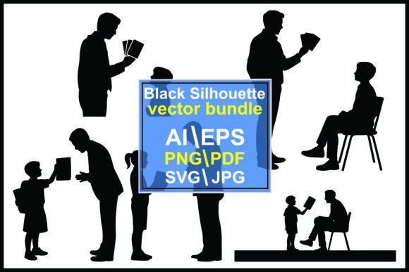 Silhouettes of People Reading Books Graphics and Illustrations Review