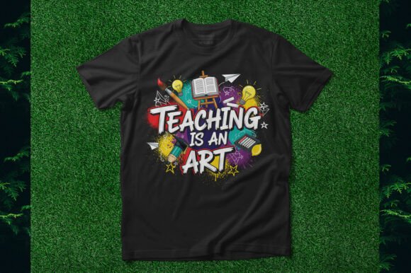 Teaching is an Art Paint Brush Design Graphics and T-Shirt Designs